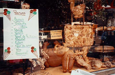 window of a boulanger (bakery) in Beaune, France