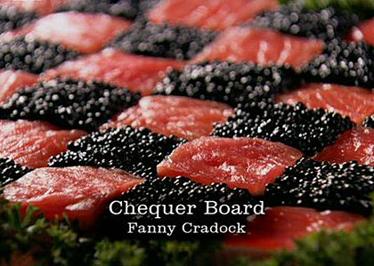 caviar and smoked salmon chequerboard