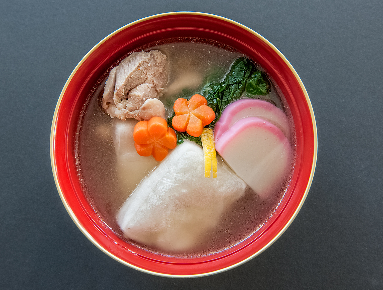 Kanto style ozoni (mochi soup) for New Years